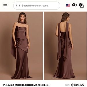 Azazie Elegant Brown Maxi Dress